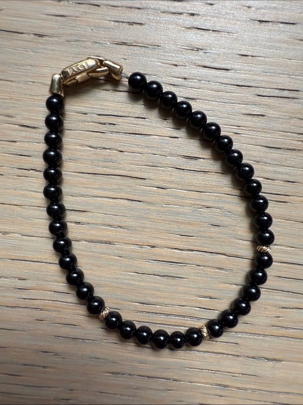 David Yurman Black Onyx Spiritual Beads Bracelet with 14k Gold